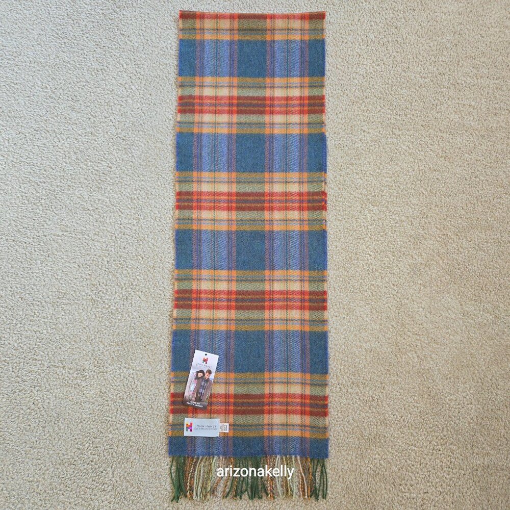 NWT John Hanly Extra Fine Merino Wool Plaid Scarf - Picture 2 of 10